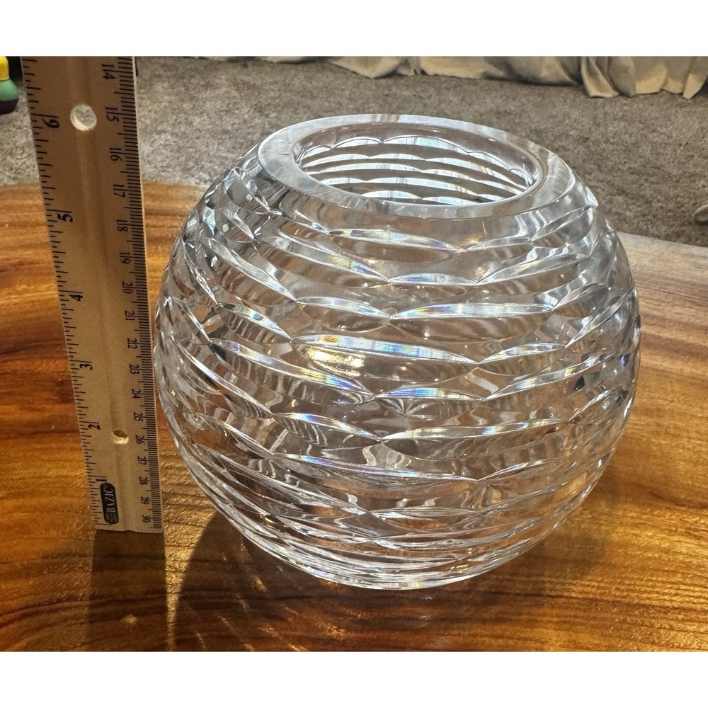 Tiffany & Co. 6" LeadCrystal Rose Bowl – Horizontal Ripple Cut Design, 1990